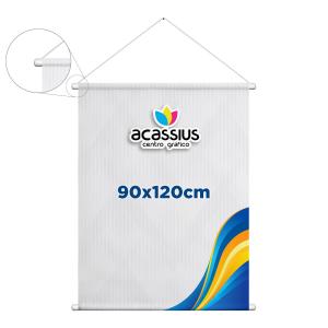 Banner 90x120 cm Lona 300g 90x120cm 4x0 Fosco Madeira, cordão e ponteiras 