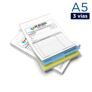 Blocos e Talões 14x21 cm    3 vias (branca + azul + amarela)  