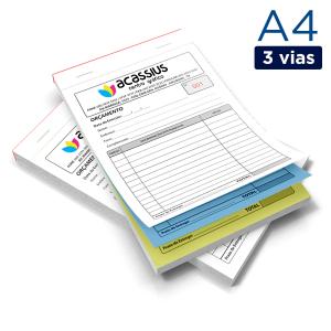 Blocos e Talões 21x29 cm    3 vias (branca + azul + amarela)  